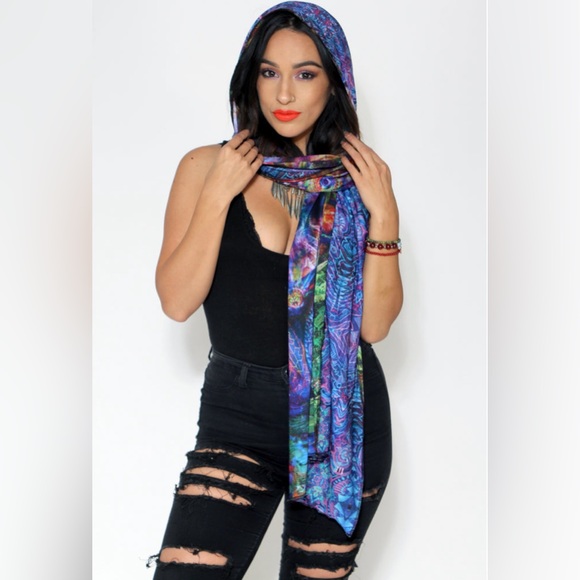 JUMBIE ART ✨ PADMA GODDESS SCARF ✨ Colorful Wearable art by Jumbie Art! - Picture 1 of 4